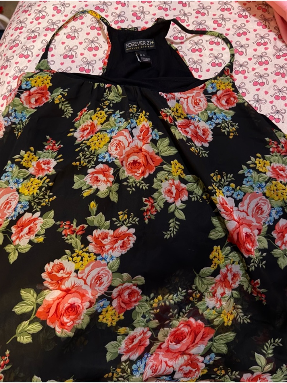 Forever 21 Black Floral Racerback Camisole